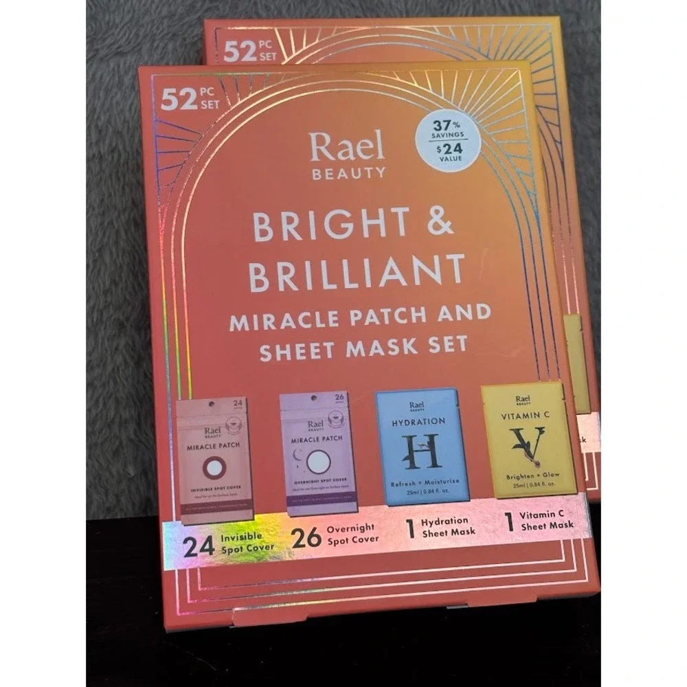 2 - Rael Beauty Bright & Brilliant Miracle Patch and Sheet Mask Set 52pc New Box